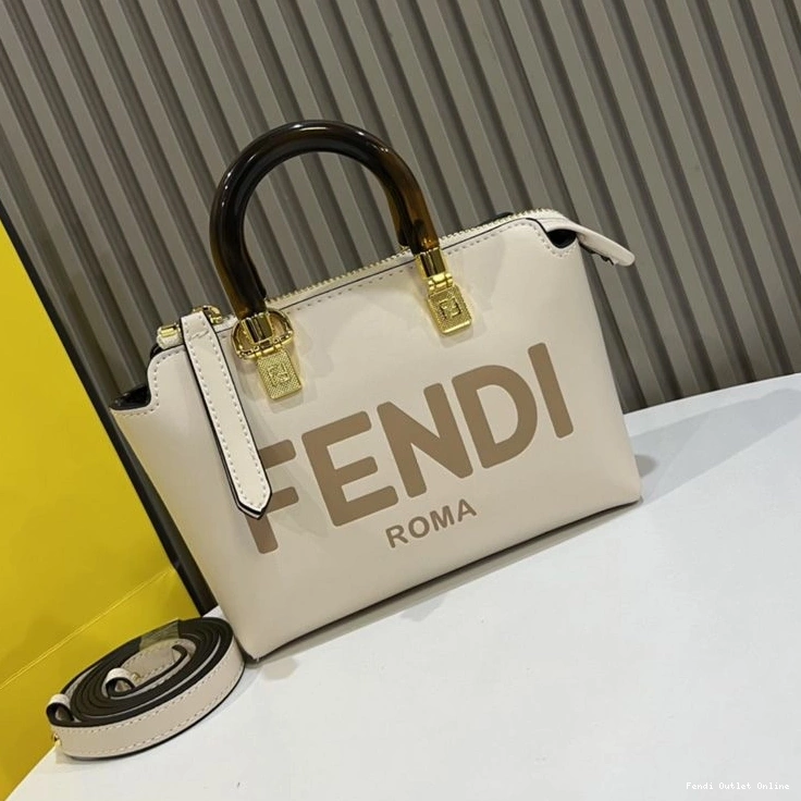Affordable White Leather In Logo Boston Fendi ROMA Bag Calf By The Way Mini 0825